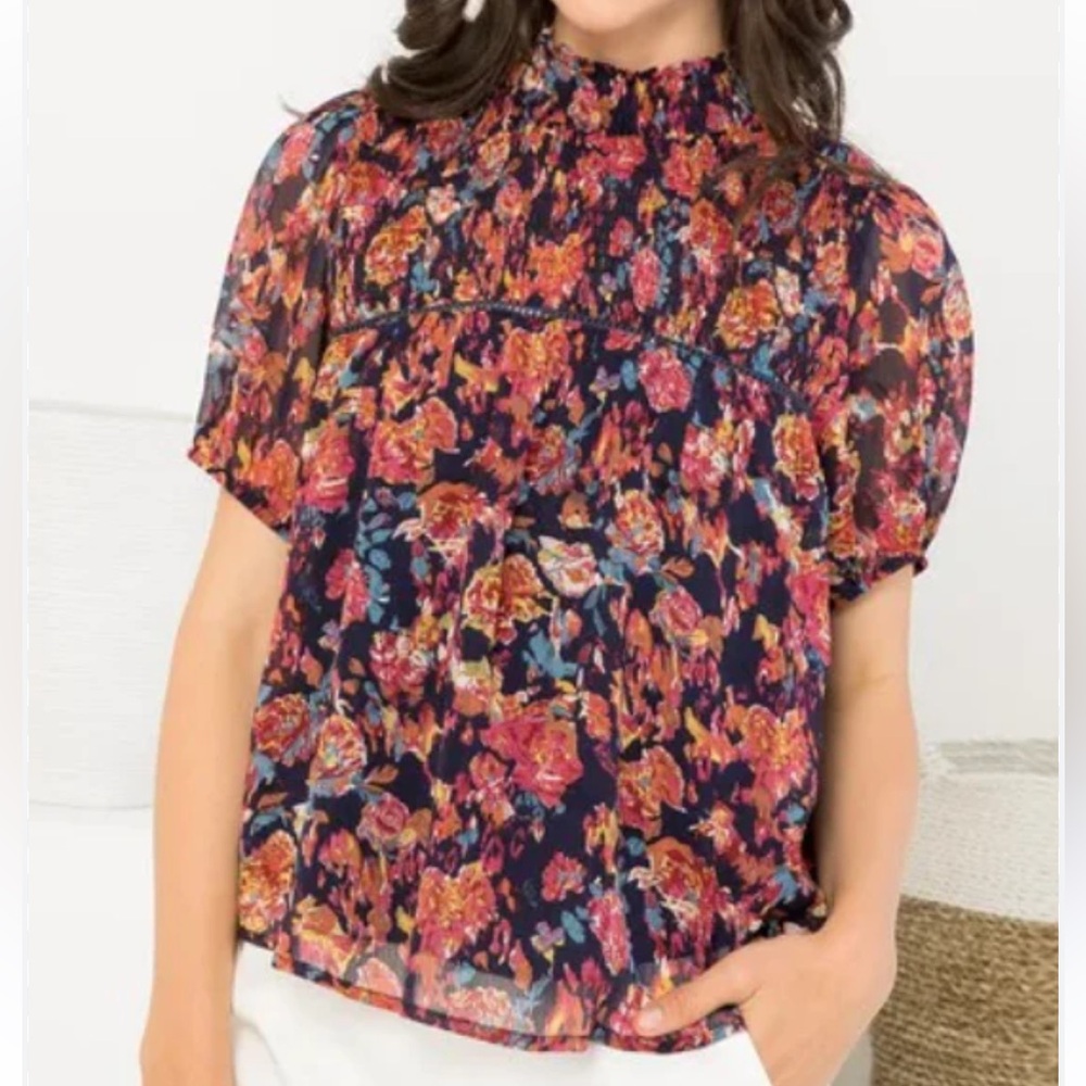 THML Floral Smocked Women's Top